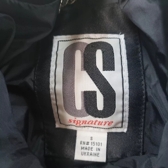 Vntg Women's Jacket Removable Hood Belt Black Silky CS Signature Ukraine Made S - Picture 7 of 11